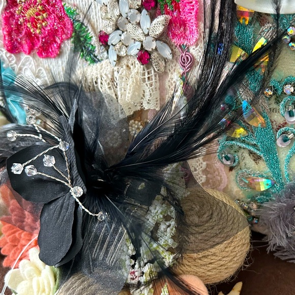 NWT Black Ostrich Feather Hair Comb - Picture 6 of 7